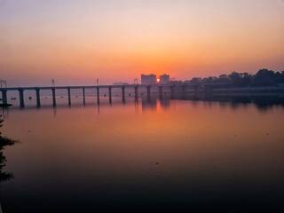 Fototapeta na wymiar Sunrise over river