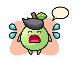 Guava cartoon illustration with crying gesture