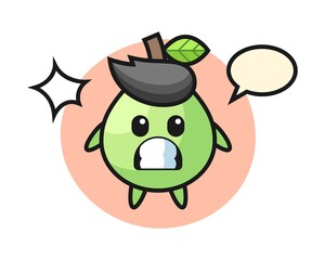 Guava character cartoon with shocked gesture