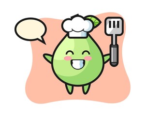 Guava character illustration as a chef is cooking