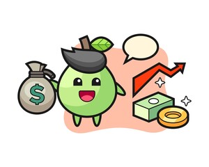 Guava illustration cartoon holding money sack