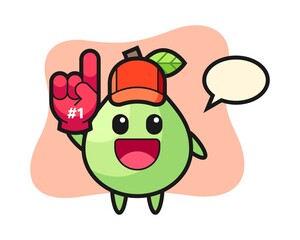 Guava illustration cartoon with number 1 fans glove
