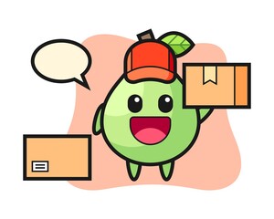 Fototapeta premium Mascot illustration of guava as a courier