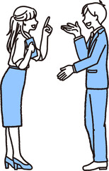 情報交換をしている男女のビジネスパーソンのイラスト