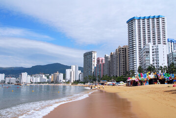 acapulco beach, panoramic view of condesa beach in acapulco Mexico