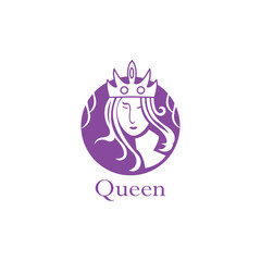 queen logo illustration color vector woman crown design