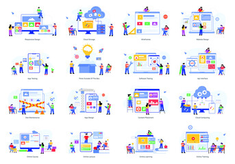 
Pack of Web and Online Learning Flat Illustrations 

