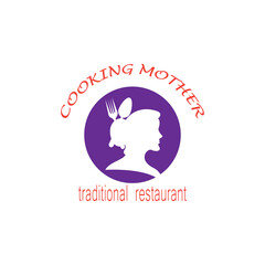 mom cook logo vector illustration cutlery design