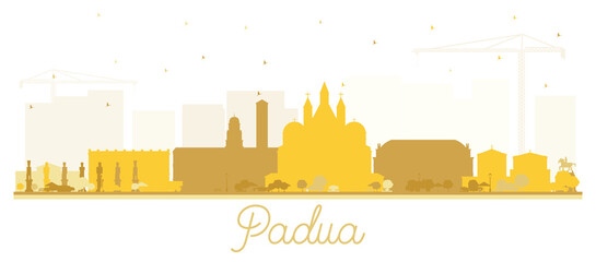 Padua Italy City Skyline Silhouette with Golden Buildings Isolated on White. - obrazy, fototapety, plakaty