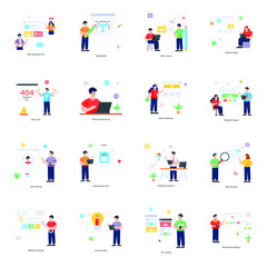 Fototapeta premium Pack of Web Designs Flat Illustrations