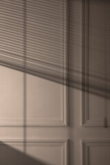 Background with window blinds shadow on a door