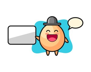 Egg cartoon illustration doing a presentation