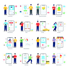 
Mobile Apps and App Services Flat Illustrations

