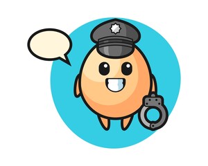 Cartoon mascot of egg as a police