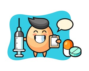 Mascot illustration of egg as a doctor