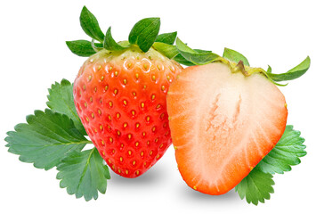 Fresh Pink strawberries isolated on pink background, Pine berry or Hula strawberry on pink Background With clipping path.