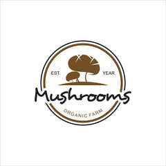 Vintage Mushrooms Logo Fungi Vector Graphic Element for Farm or Agriculture Design and Illustration Template Ideas