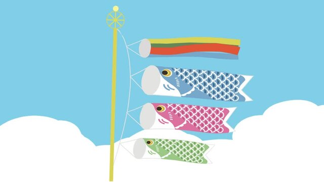 泳ぐこいのぼり　青空
