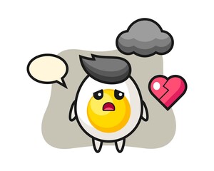 Boiled egg cartoon illustration is broken heart