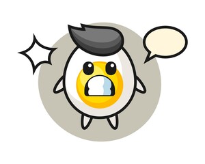 Boiled egg character cartoon with shocked gesture