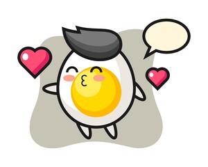 Boiled egg character cartoon with kissing gesture