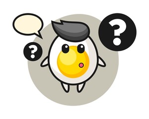 Cartoon illustration of boiled egg with the question mark