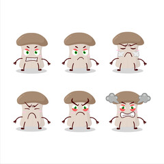 Obraz premium Oyster mushroom cartoon character with various angry expressions