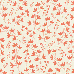 Vector saffron monochorme flower brunch seamless pattern background. Great use for fabric, wallpaper, giftwrap, wrapping paper and many more.