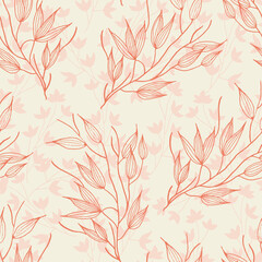 Vector saffron and peach flowers brunch seamless pattern background. Great use for fabric, wallpaper, giftwrap, wrapping paper and many more.