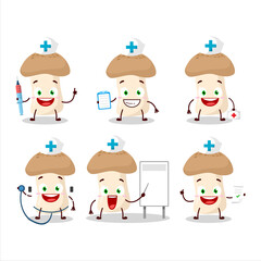 Doctor profession emoticon with shimeji mushroom cartoon character