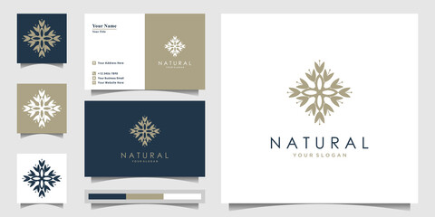 Fototapeta na wymiar Natural logo design and business card template. minimalist fashion for cosmetic,skin care, yoga and spa. Premium Vector