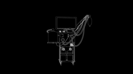 Fototapeta na wymiar medical 3d illustration, ICU lung ventilator renders isolated