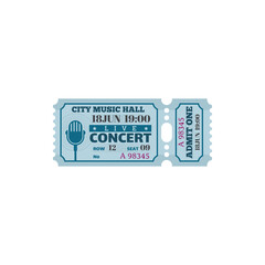 Live music concert in city hall isolated ticket vintage coupon, price and date, access single entry on cultural event. Microphone sign, performance with singers, musical instruments, musical festival