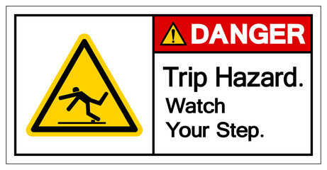 Danger Trip Hazard Watch Your Step Symbol, Vector Illustration, Isolate White Background Label. EPS10