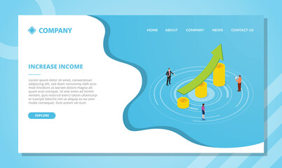 increase income concept for website template or landing homepage design with isometric style