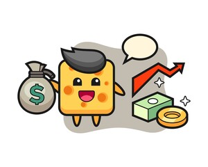 Cheese illustration cartoon holding money sack