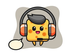 Cartoon mascot of cheese as a customer service