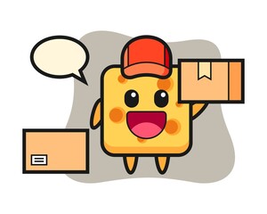 Mascot illustration of cheese as a courier