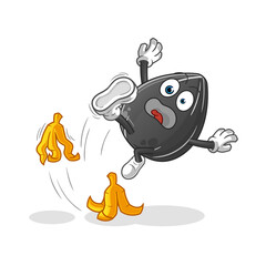 sunflower seed slipped on banana character. cartoon mascot vector