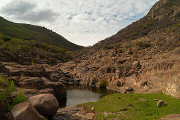 scenery river in the middle of Rocky Mountain  in Guanajuato Mexico.