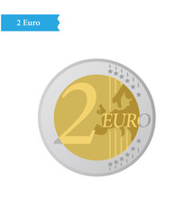 2 Euro coin currency vector illustration
