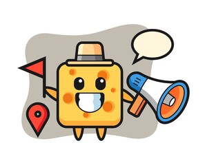 Character cartoon of cheese as a tour guide