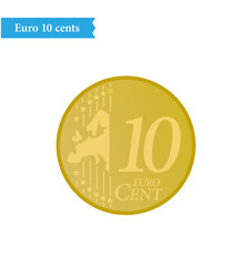 Euro coin currency 10 cents vector illustration