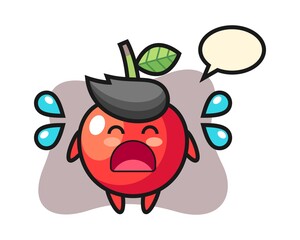Cherry cartoon illustration with crying gesture