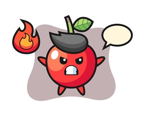 Cherry character cartoon with angry gesture
