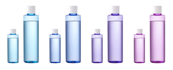Plastic toner bottles on white background