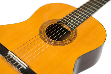 Obraz premium Acoustic guitar isolated on white, close