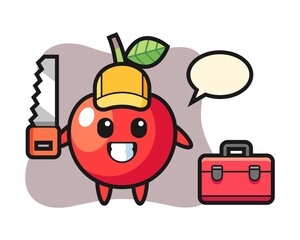 Illustration of cherry character as a woodworker