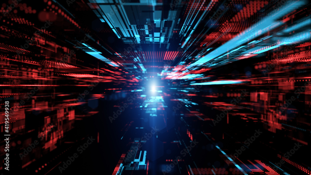 Poster digital cyberspace and digital data network connections concept. transfer digital data hi-speed inte