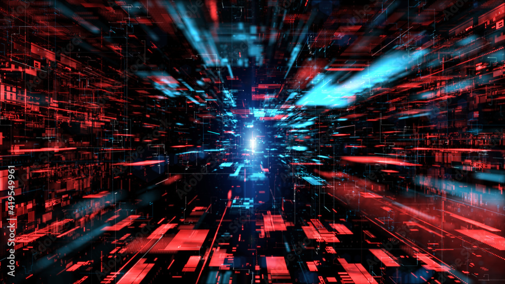 Poster digital cyberspace and digital data network connections concept. transfer digital data hi-speed inte